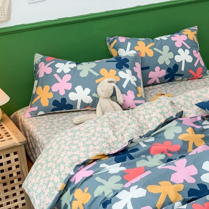 91家纺网 家纺一手货源 找家纺 时年家纺 2020新款全棉四件套小可爱系列 四叶草