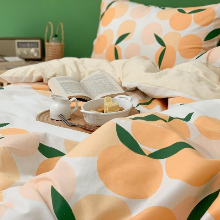 91家纺网 家纺一手货源 找家纺 时年家纺 2020新款全棉四件套小可爱系列 小枇杷黄