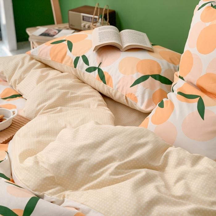 91家纺网 家纺一手货源 找家纺 时年家纺 2020新款全棉四件套小可爱系列 小枇杷黄