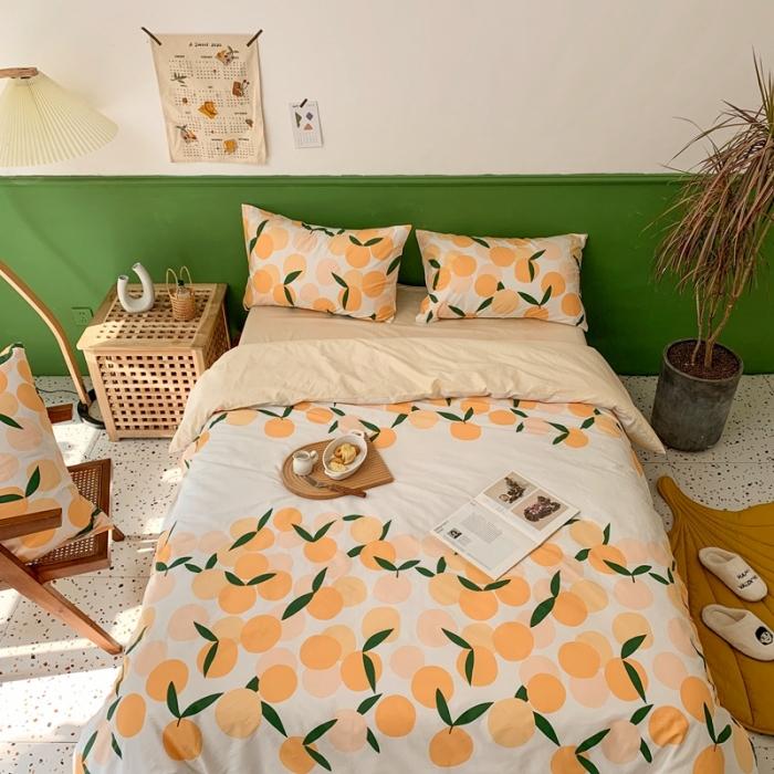 91家纺网 家纺一手货源 找家纺 时年家纺 2020新款全棉四件套小可爱系列 小枇杷黄