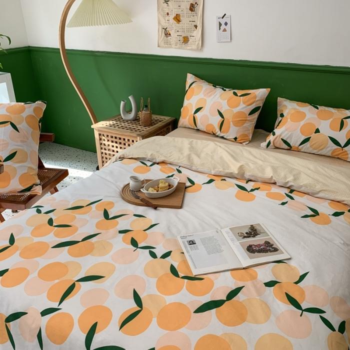 91家纺网 家纺一手货源 找家纺 时年家纺 2020新款全棉四件套小可爱系列 小枇杷黄