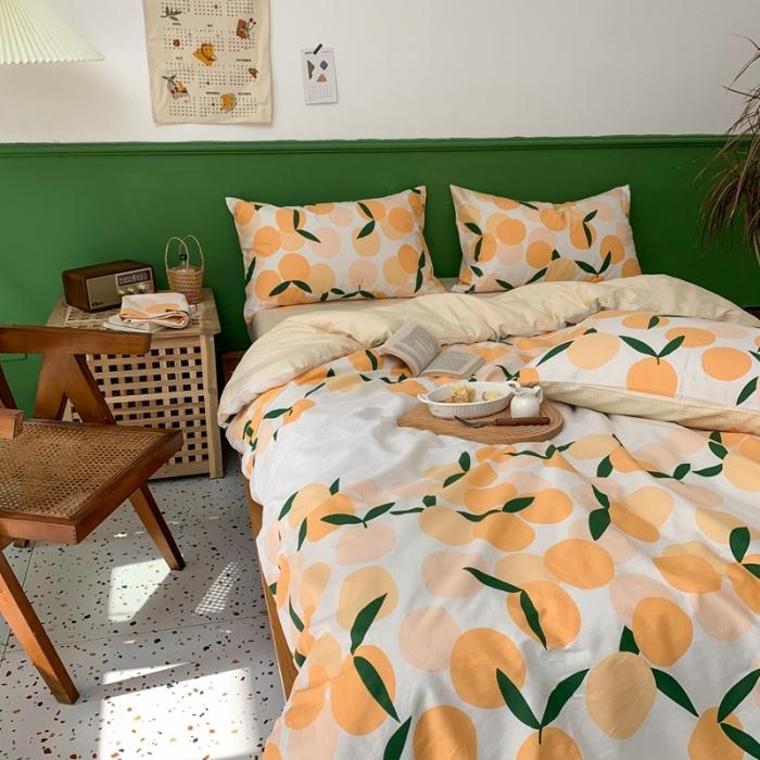 91家纺网 家纺一手货源 找家纺 时年家纺 2020新款全棉四件套小可爱系列 小枇杷黄