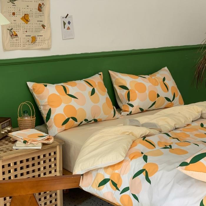 91家纺网 家纺一手货源 找家纺 时年家纺 2020新款全棉四件套小可爱系列 小枇杷黄