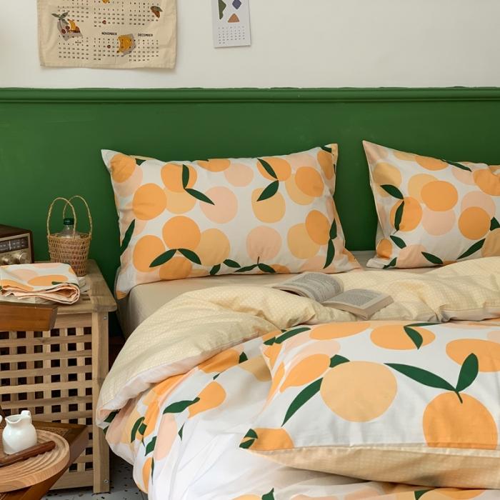 91家纺网 家纺一手货源 找家纺 时年家纺 2020新款全棉四件套小可爱系列 小枇杷黄