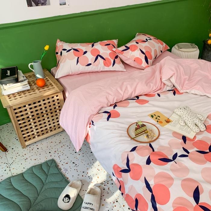 91家纺网 家纺一手货源 找家纺 时年家纺 2020新款全棉四件套小可爱系列 小枇杷粉