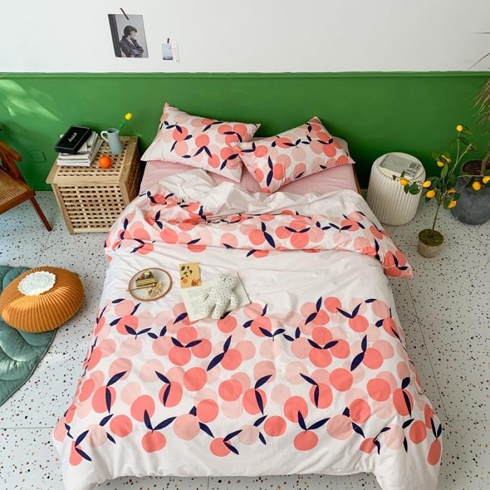 91家纺网 家纺一手货源 找家纺 时年家纺 2020新款全棉四件套小可爱系列 小枇杷粉