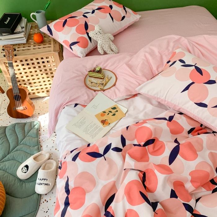 91家纺网 家纺一手货源 找家纺 时年家纺 2020新款全棉四件套小可爱系列 小枇杷粉