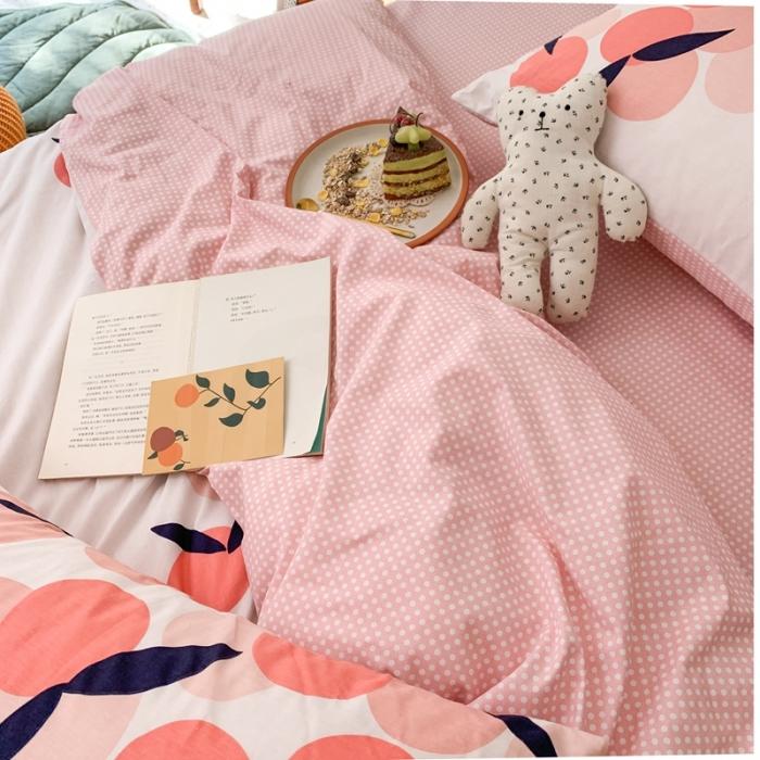 91家纺网 家纺一手货源 找家纺 时年家纺 2020新款全棉四件套小可爱系列 小枇杷粉