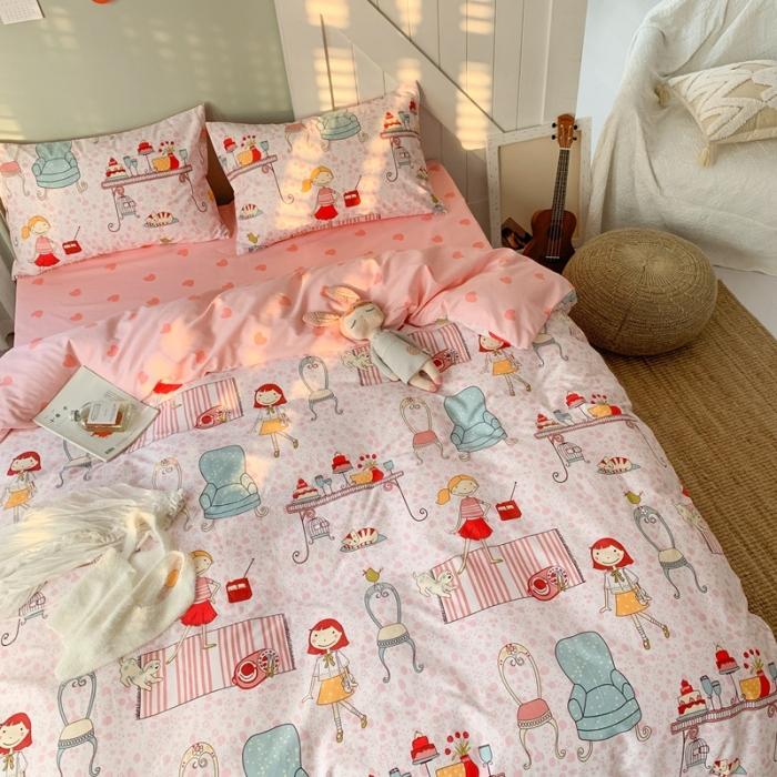 91家纺网 家纺一手货源 找家纺 时年家纺 2020新款全棉四件套小可爱系列 公主日记