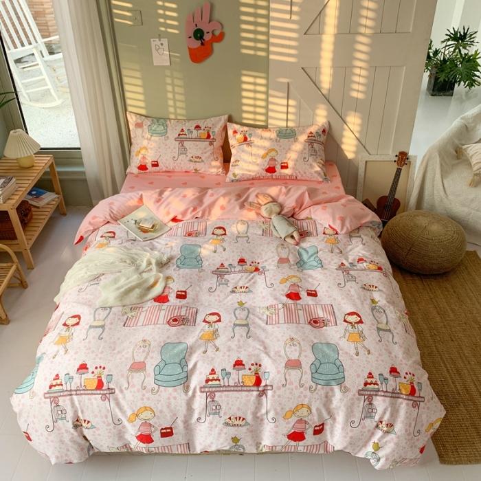 91家纺网 家纺一手货源 找家纺 时年家纺 2020新款全棉四件套小可爱系列 公主日记