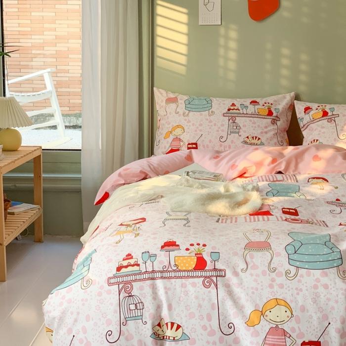 91家纺网 家纺一手货源 找家纺 时年家纺 2020新款全棉四件套小可爱系列 公主日记