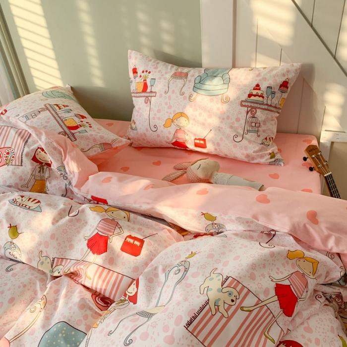 91家纺网 家纺一手货源 找家纺 时年家纺 2020新款全棉四件套小可爱系列 公主日记