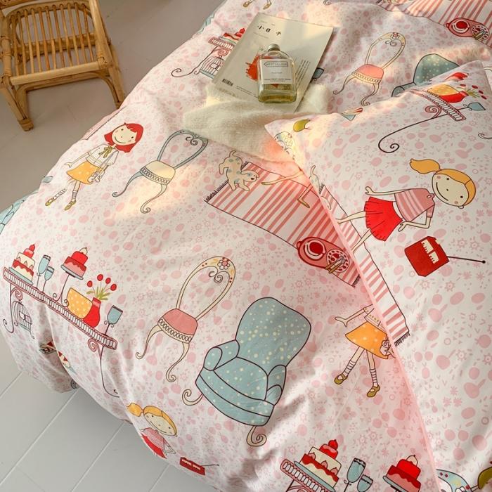 91家纺网 家纺一手货源 找家纺 时年家纺 2020新款全棉四件套小可爱系列 公主日记