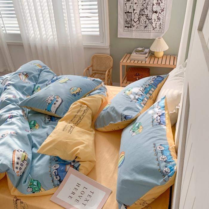 91家纺网 家纺一手货源 找家纺 时年家纺 2020新款全棉四件套小可爱系列 交通旅行