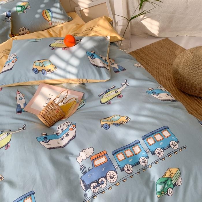 91家纺网 家纺一手货源 找家纺 时年家纺 2020新款全棉四件套小可爱系列 交通旅行