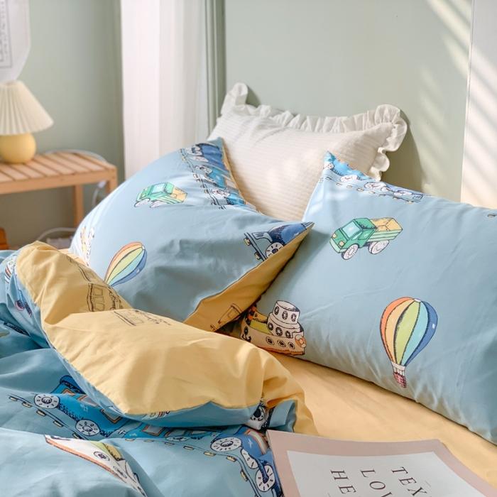 91家纺网 家纺一手货源 找家纺 时年家纺 2020新款全棉四件套小可爱系列 交通旅行