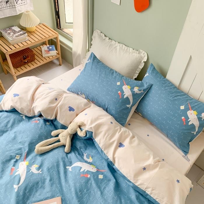 91家纺网 家纺一手货源 找家纺 时年家纺 2020新款全棉四件套小可爱系列 鱼趣