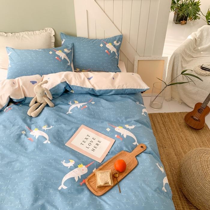 91家纺网 家纺一手货源 找家纺 时年家纺 2020新款全棉四件套小可爱系列 鱼趣