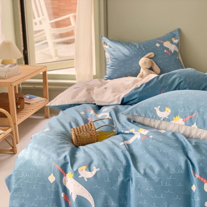 91家纺网 家纺一手货源 找家纺 时年家纺 2020新款全棉四件套小可爱系列 鱼趣