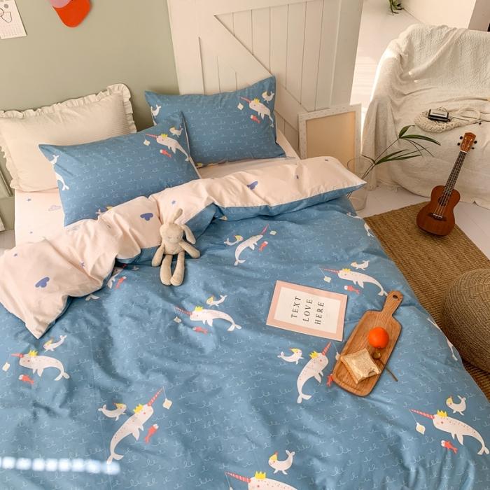 91家纺网 家纺一手货源 找家纺 时年家纺 2020新款全棉四件套小可爱系列 鱼趣