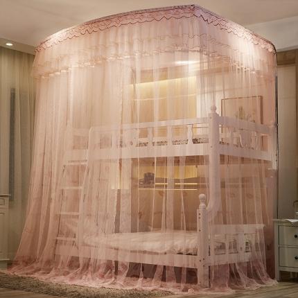 91家纺网 家纺一手货源 找家纺 夏彩欧式子母床88309伸缩印花刺绣蚊帐 欧若拉-水绿印花款