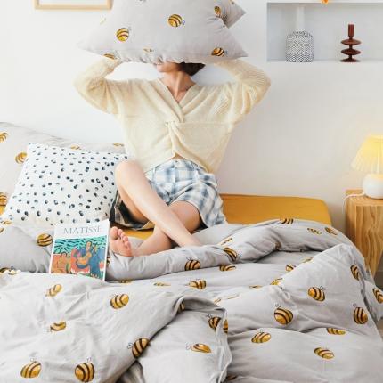 91家纺网 家纺一手货源 找家纺 尚品本色 2022新款针织印花系列 蜜蜂AA