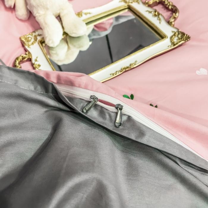 91家纺网 家纺一手货源 找家纺 眠帛家居 2020全棉绣花小清新四件套 麦卉奶油粉