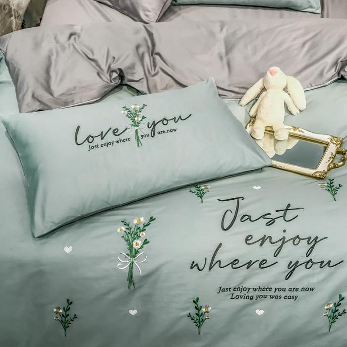 91家纺网 家纺一手货源 找家纺 眠帛家居 2020全棉绣花小清新四件套 麦卉繁星兰