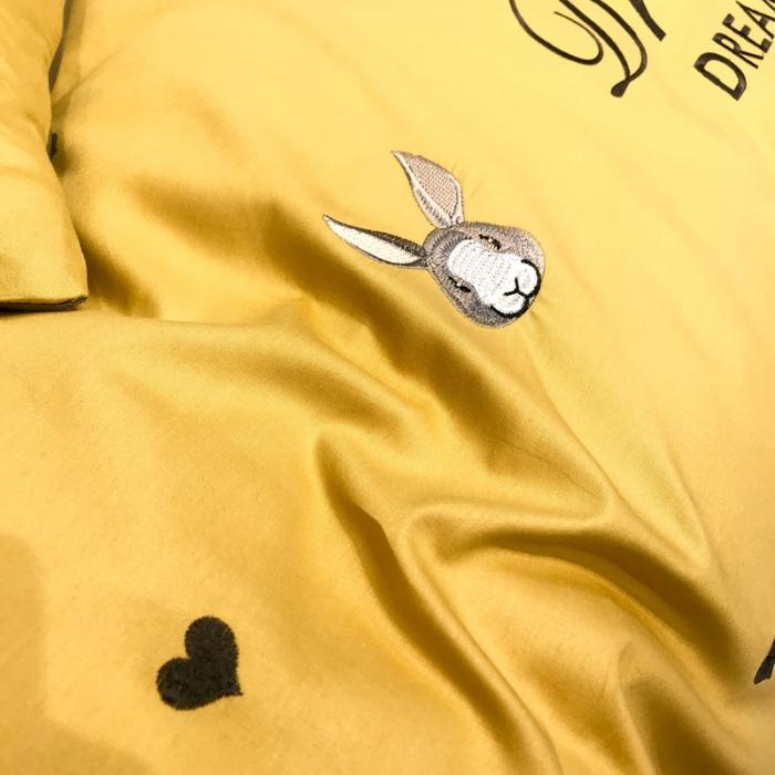 91家纺网 家纺一手货源 找家纺 眠帛家居 2020全棉绣花小清新四件套 伊凌姜黄