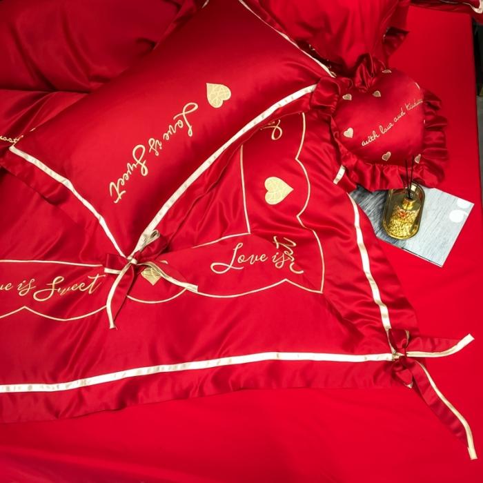 91家纺网 家纺一手货源 找家纺 （总）眠帛家居 2020新款60水洗真丝刺绣心心相印四件套