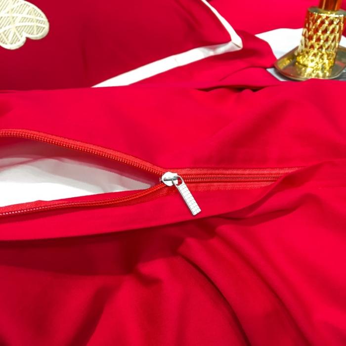 91家纺网 家纺一手货源 找家纺 （总）眠帛家居 2020新款60水洗真丝刺绣心心相印四件套