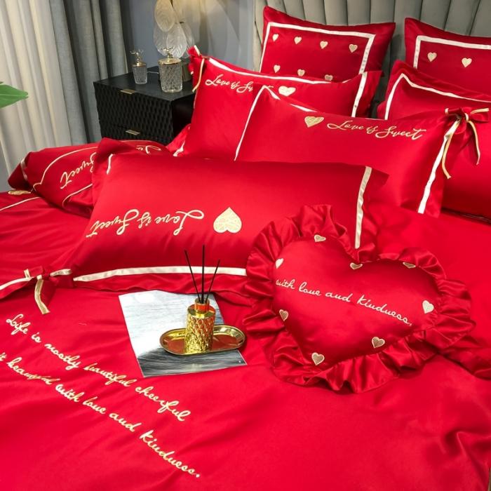 91家纺网 家纺一手货源 找家纺 （总）眠帛家居 2020新款60水洗真丝刺绣心心相印四件套