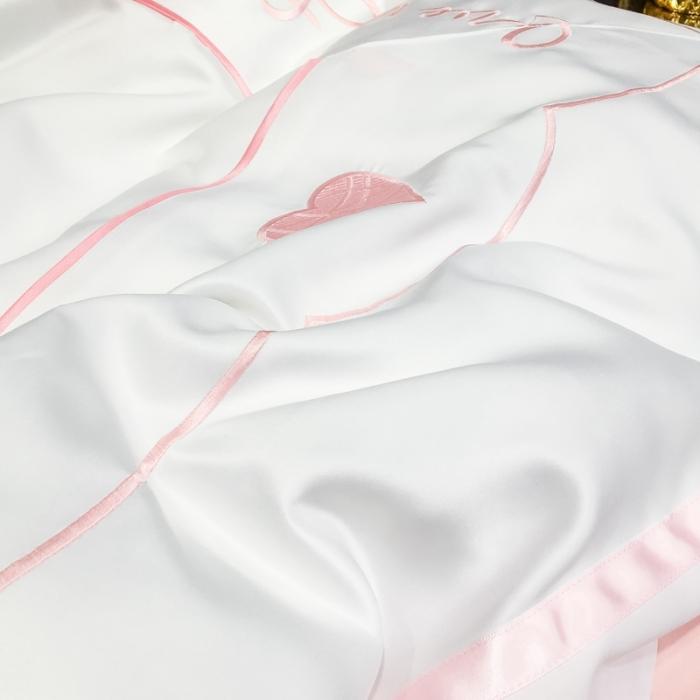 91家纺网 家纺一手货源 找家纺 眠帛家居 2020新款60水洗真丝刺绣心心相印四件套 白色