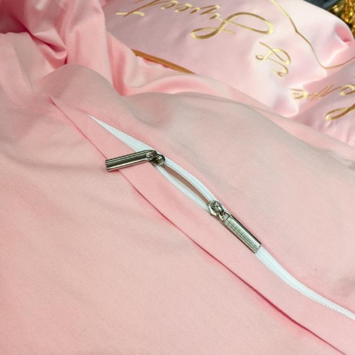 91家纺网 家纺一手货源 找家纺 眠帛家居 2020新款60水洗真丝刺绣心心相印四件套 粉色