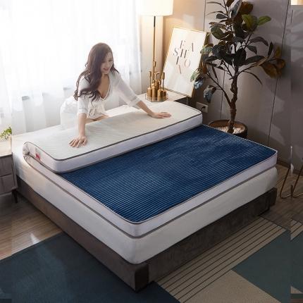 91家纺网 家纺一手货源 找家纺 欣罗兰垫业 2022三明治针织记忆棉床垫 纯蓝