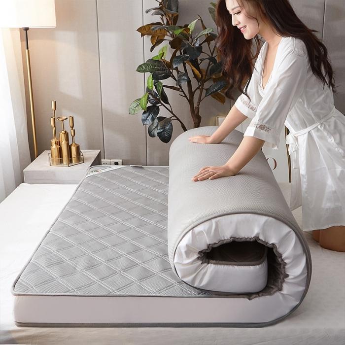 91家纺网 家纺一手货源 找家纺 欣罗兰垫业 2022三明治针织记忆棉床垫 斜纹灰