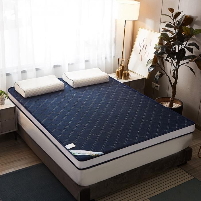 91家纺网 家纺一手货源 找家纺 欣罗兰垫业 2022三明治针织记忆棉床垫 斜纹蓝