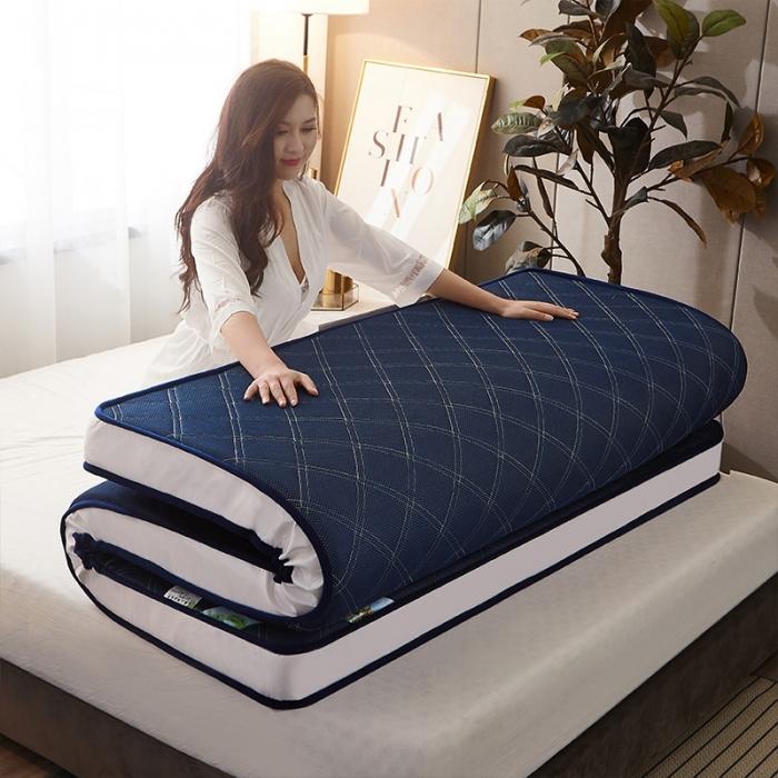 91家纺网 家纺一手货源 找家纺 欣罗兰垫业 2022三明治针织记忆棉床垫 斜纹蓝