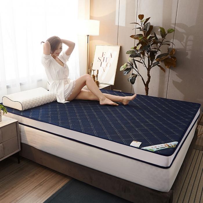 91家纺网 家纺一手货源 找家纺 欣罗兰垫业 2022三明治针织记忆棉床垫 斜纹蓝