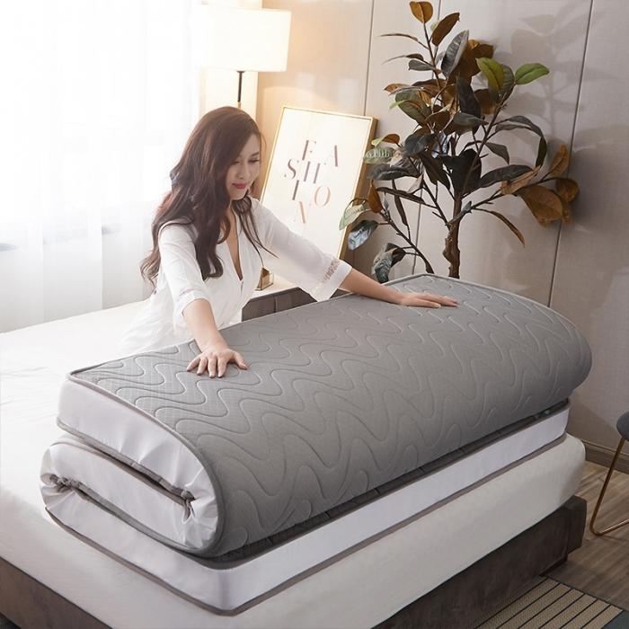 91家纺网 家纺一手货源 找家纺 欣罗兰垫业 2022三明治针织记忆棉床垫 针织棉波浪灰