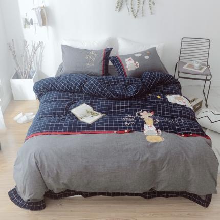 木堇 2020新款全棉水洗棉工艺款四件套 猫和老鼠