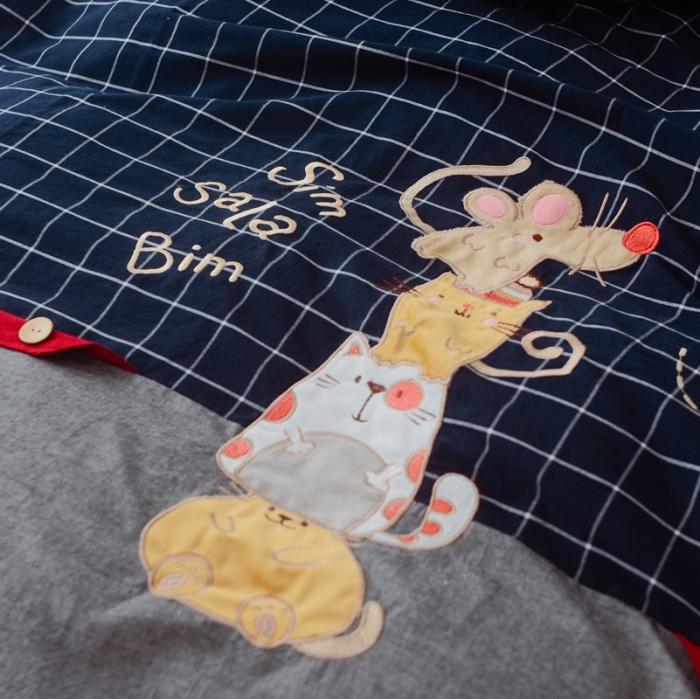 91家纺网 家纺一手货源 找家纺 木堇 2020新款全棉水洗棉工艺款四件套 猫和老鼠