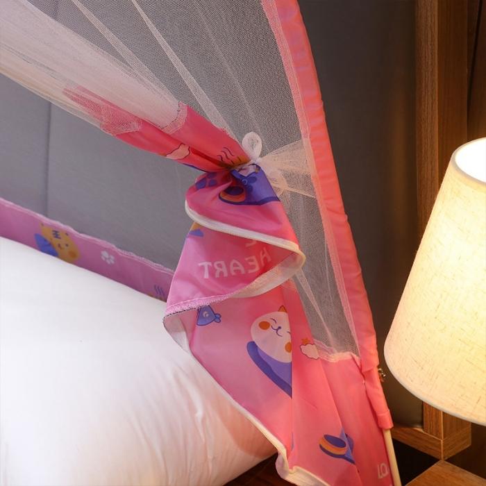91家纺网 家纺一手货源 找家纺 博诺蚊帐 2021新款加高防蚊魔术蚊帐 可爱猫咪-粉