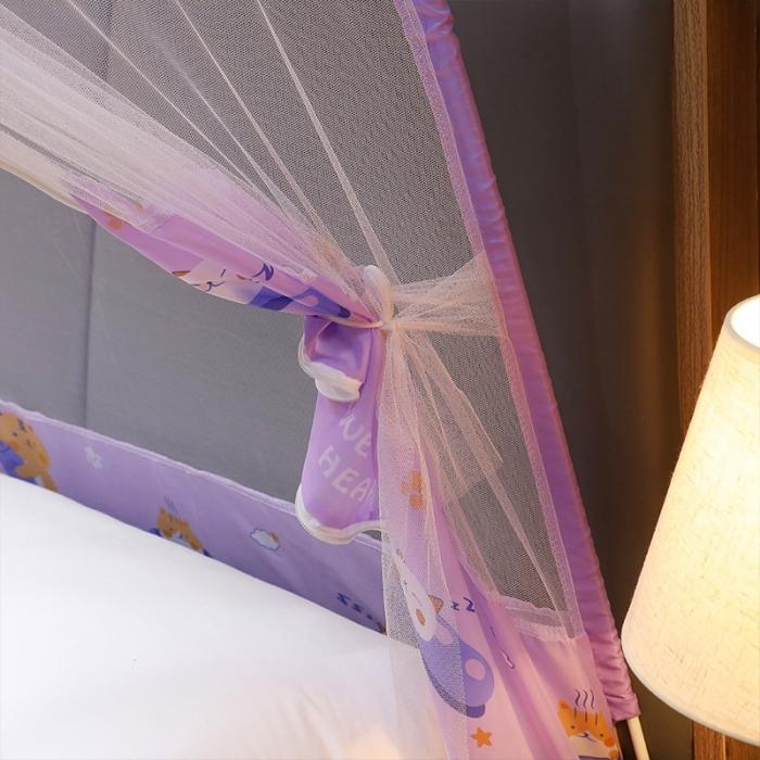 91家纺网 家纺一手货源 找家纺 博诺蚊帐 2021新款加高防蚊魔术蚊帐 可爱猫咪-紫