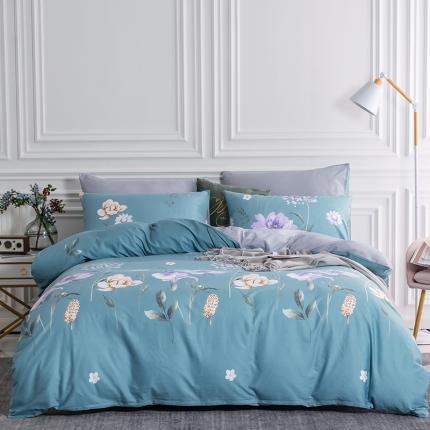 91家纺网 家纺一手货源 找家纺 HL原创 2020春夏新款13070全棉四件套 花研-蓝