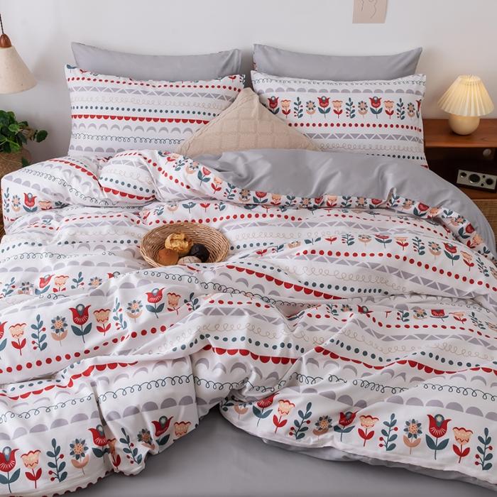 91家纺网 家纺一手货源 找家纺 HL原创 2020春夏新款13070全棉四件套 花园