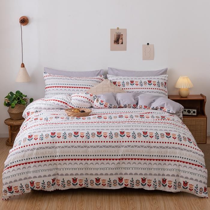 91家纺网 家纺一手货源 找家纺 HL原创 2020春夏新款13070全棉四件套 花园