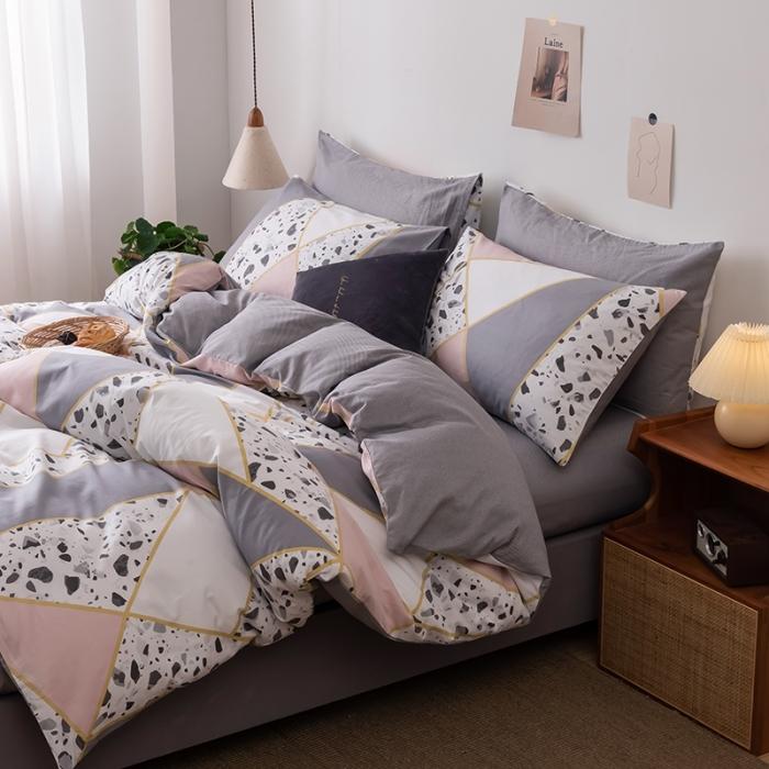 91家纺网 家纺一手货源 找家纺 HL原创 2020春夏新款13070全棉四件套 摩卡