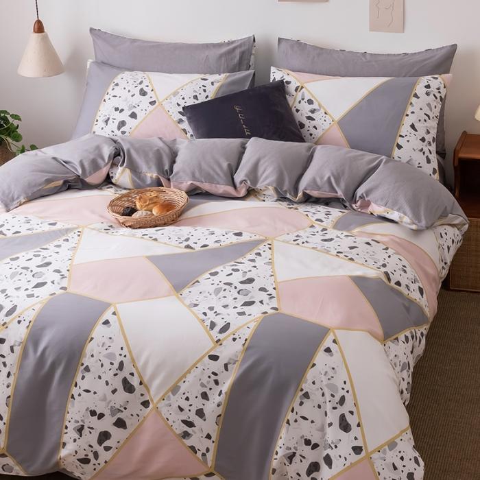 91家纺网 家纺一手货源 找家纺 HL原创 2020春夏新款13070全棉四件套 摩卡