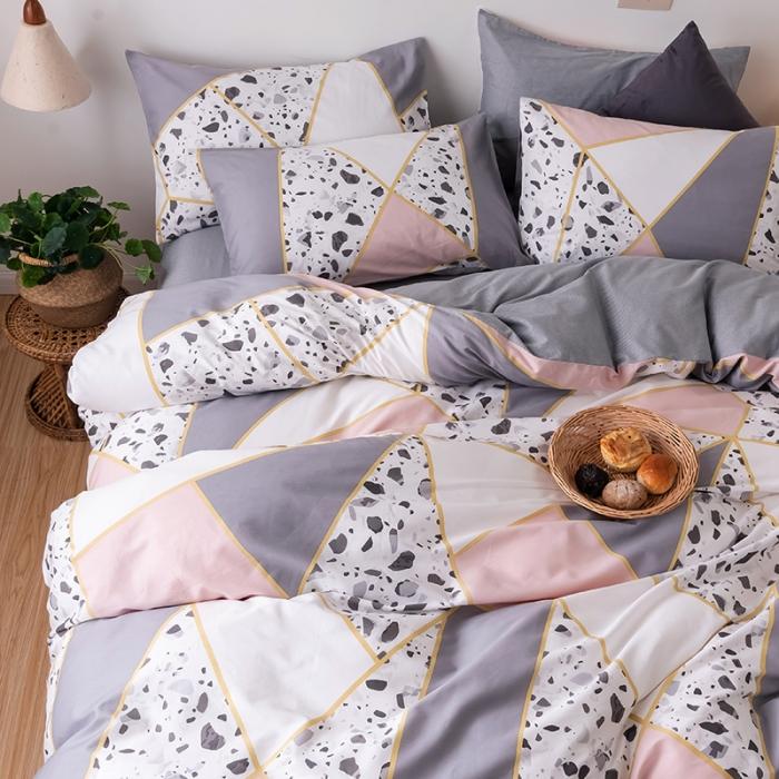 91家纺网 家纺一手货源 找家纺 HL原创 2020春夏新款13070全棉四件套 摩卡